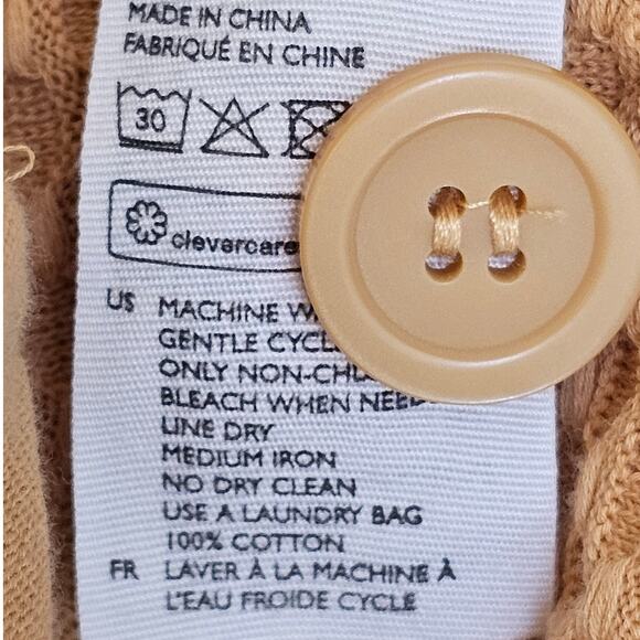 COS Mustard Tan Textured V Neck Button Up Long Cardigan Sweater - Picture 7 of 7